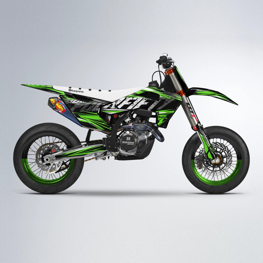 HYPER Husqvarna FE/TE supermoto graphics kit in Green