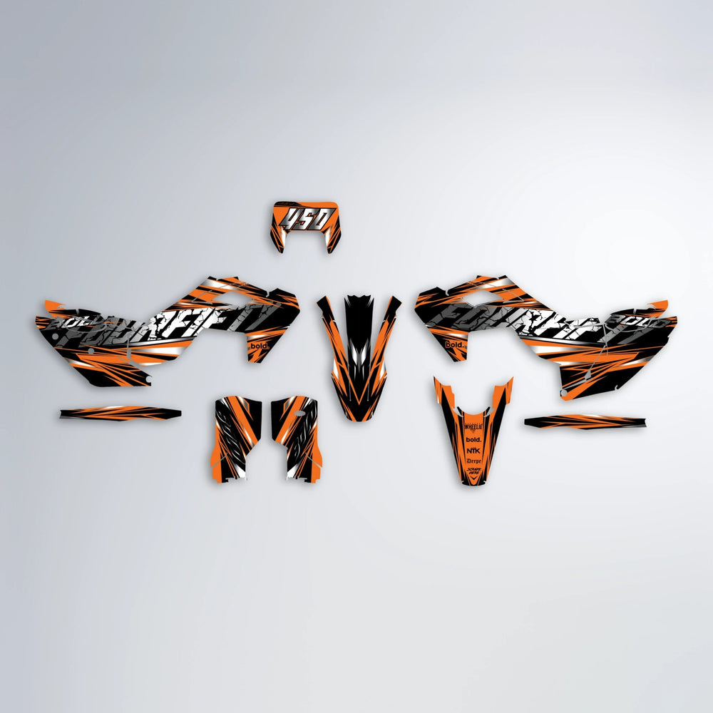 HYPER Husqvarna FE/TE graphics kit parts layout in Orange