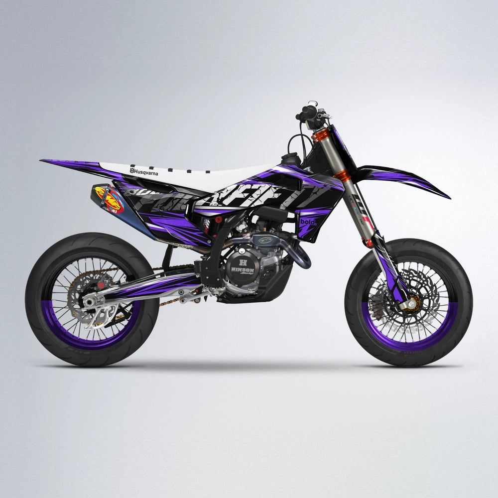HYPER Husqvarna FE/TE supermoto graphics kit in Purple