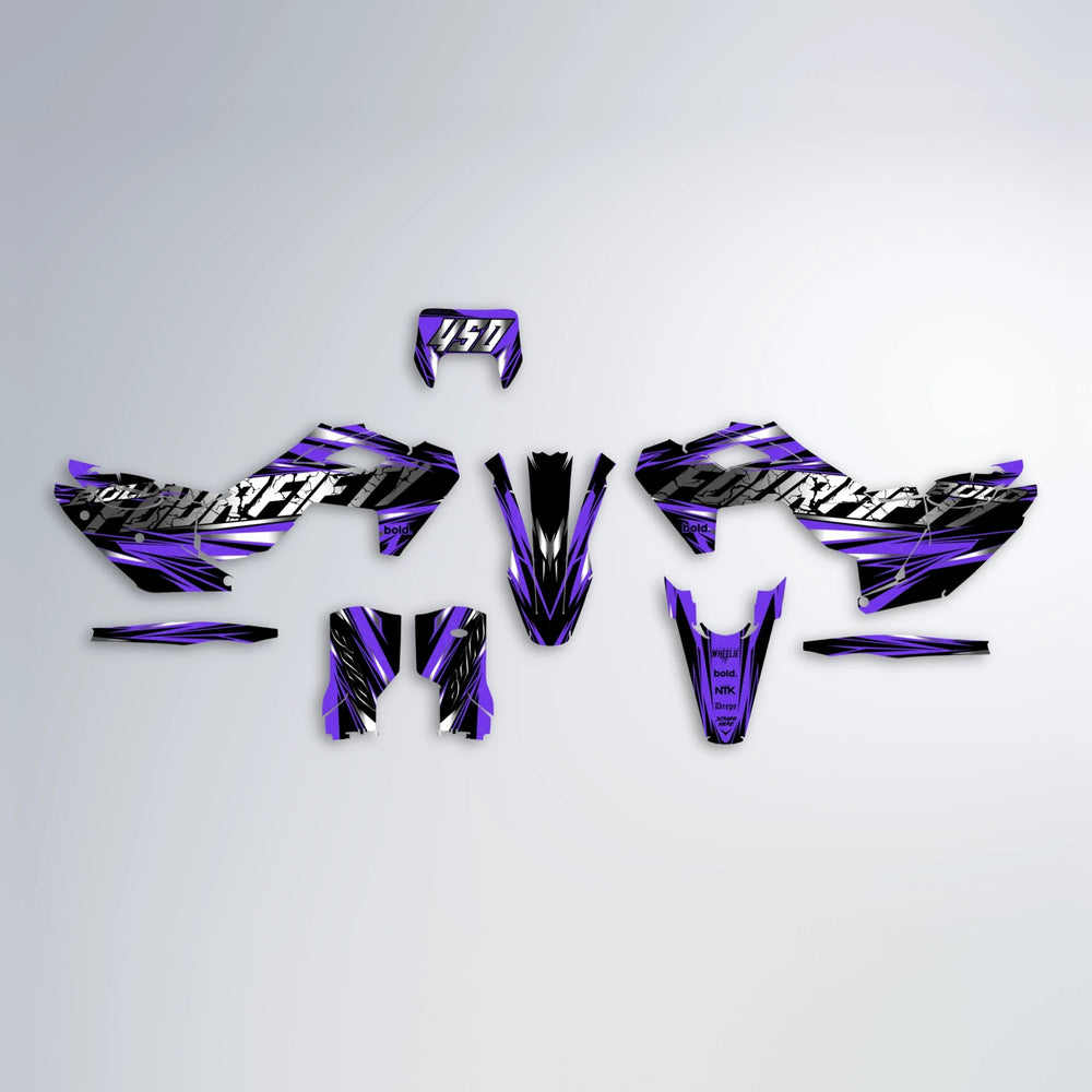 HYPER Husqvarna FE/TE graphics kit parts layout in Purple