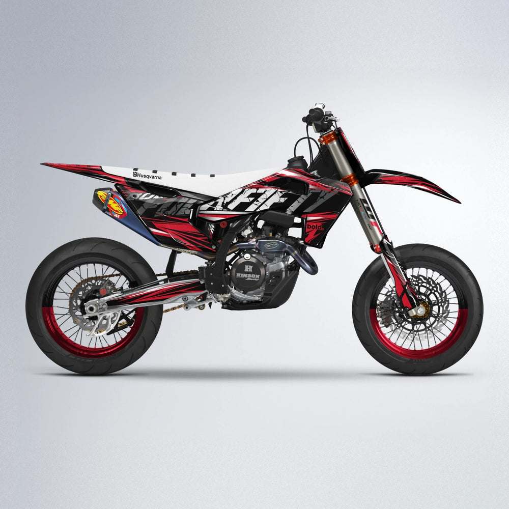 HYPER Husqvarna FE/TE supermoto graphics kit in Red