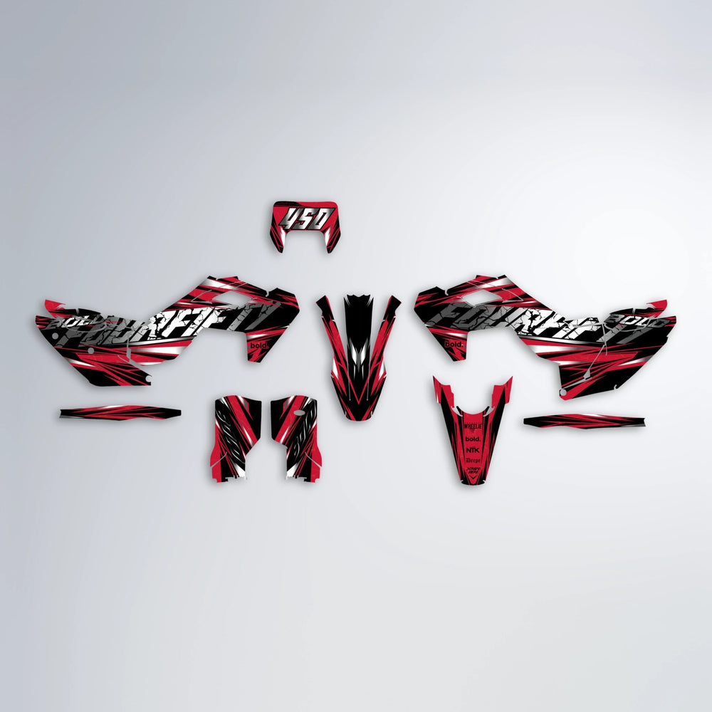HYPER Husqvarna FE/TE graphics kit parts layout in Red
