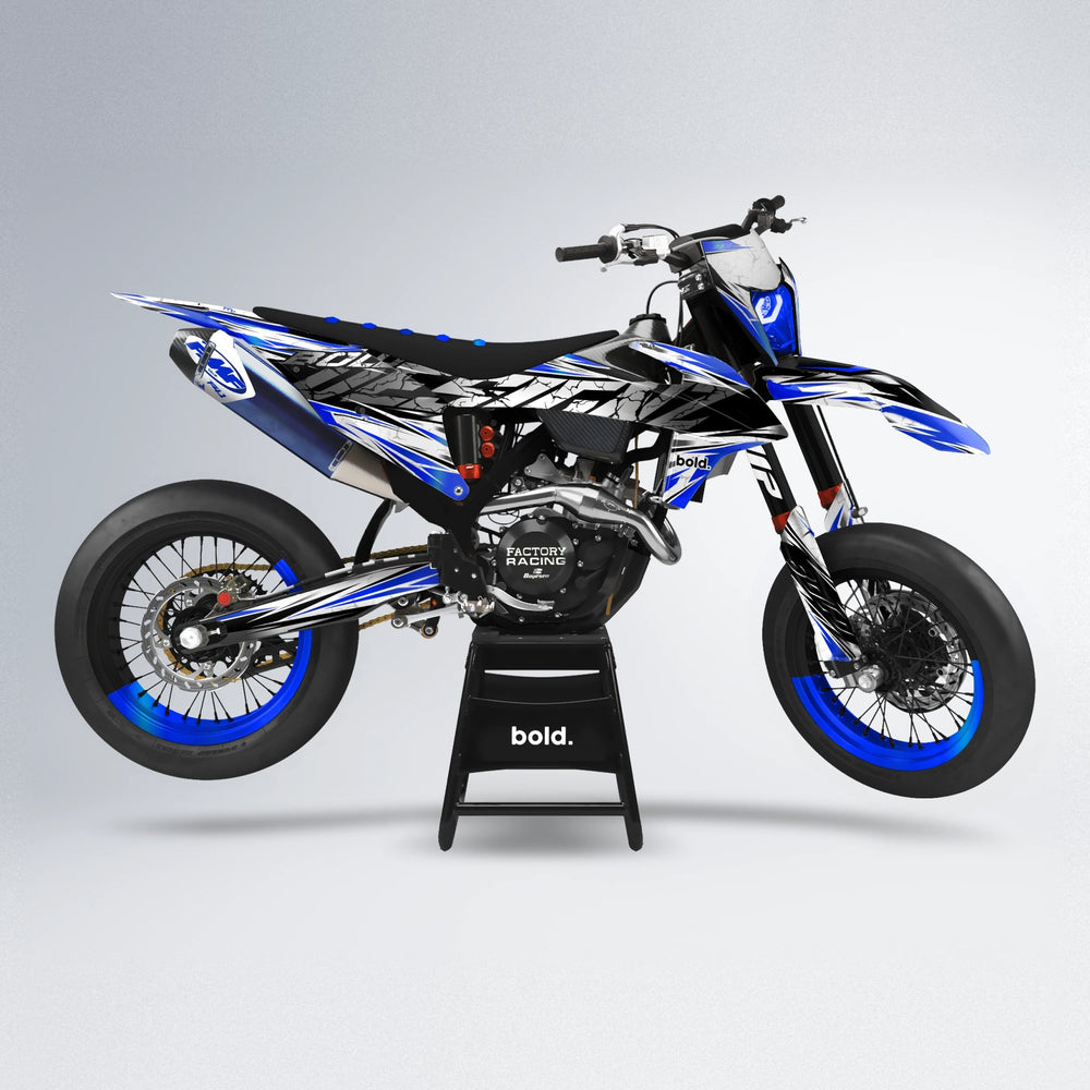HYPER supermoto graphics kit in Blue Chrome
