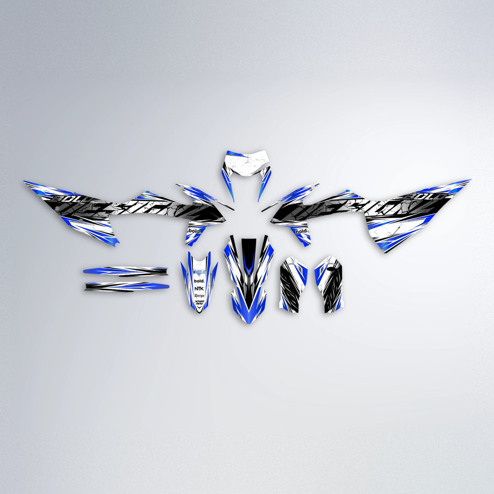 HYPER graphics kit parts layout in Blue Chrome