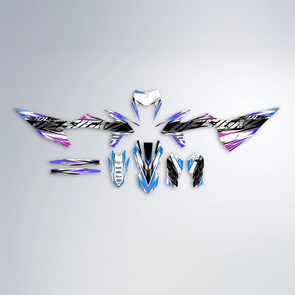 HYPER graphics kit parts layout in Blue Purple Fade