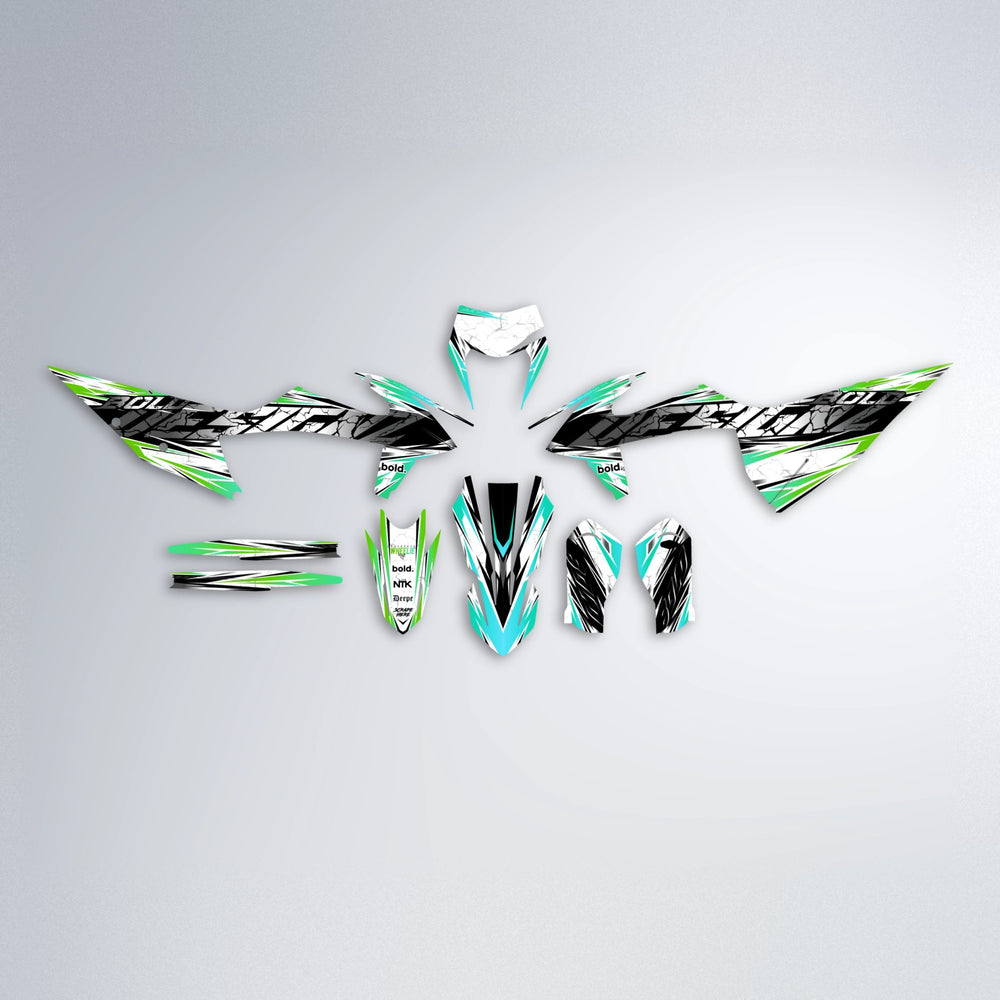 HYPER graphics kit parts layout in Cyan & Green