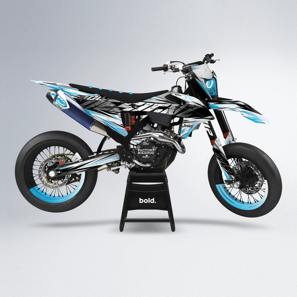 HYPER supermoto graphics kit in Light Blue & White