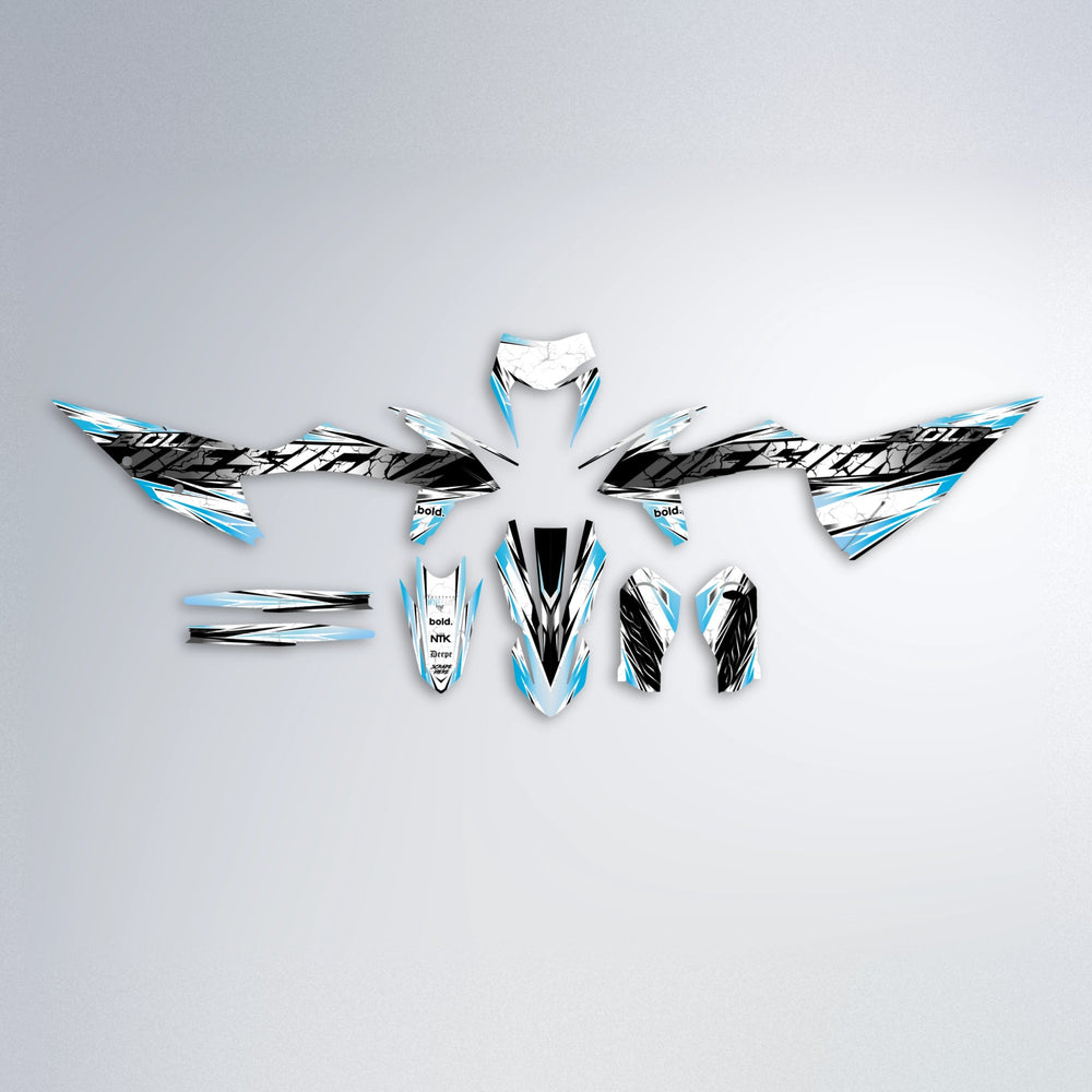 HYPER graphics kit parts layout in Light Blue & White