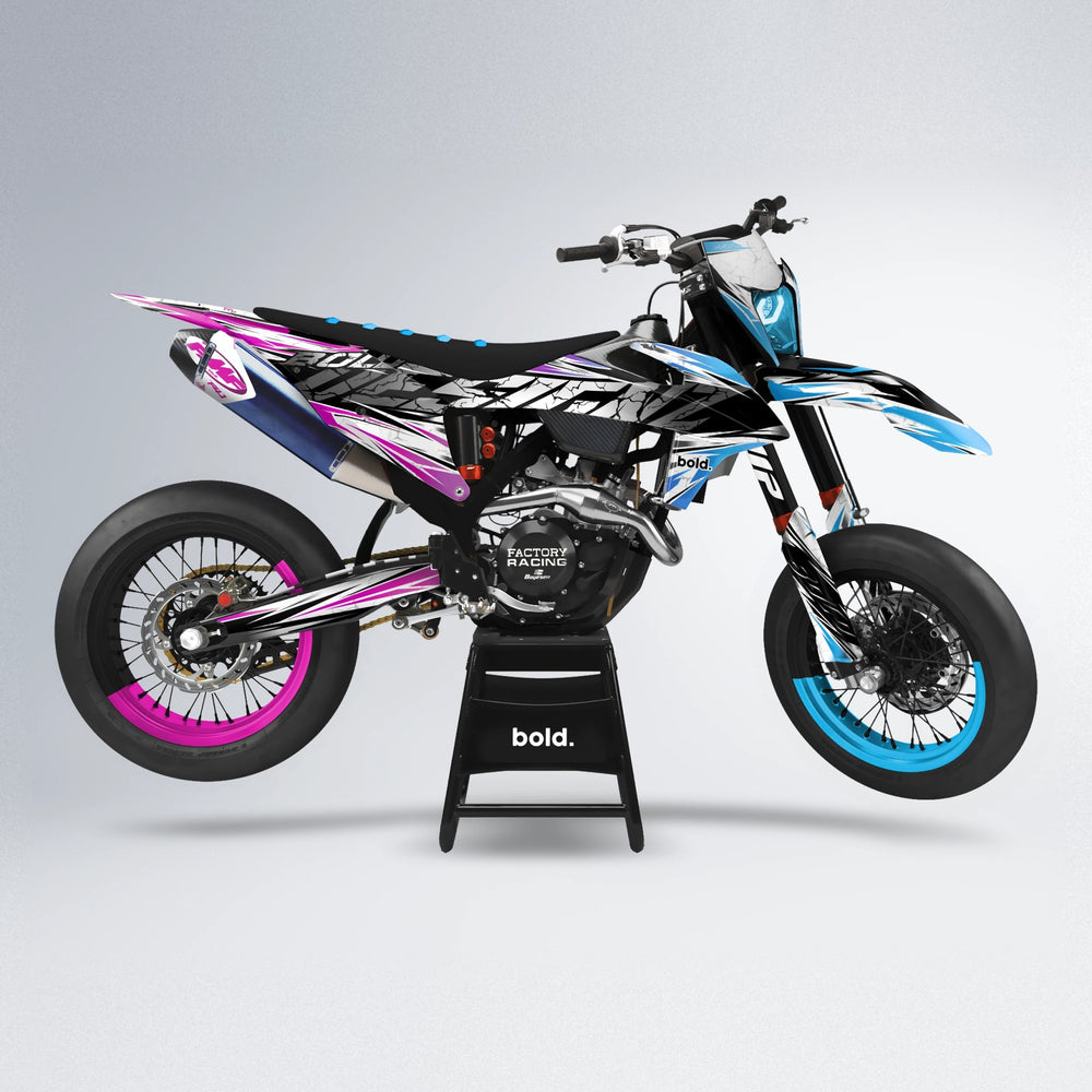 HYPER supermoto graphics kit in Pink & Light Blue