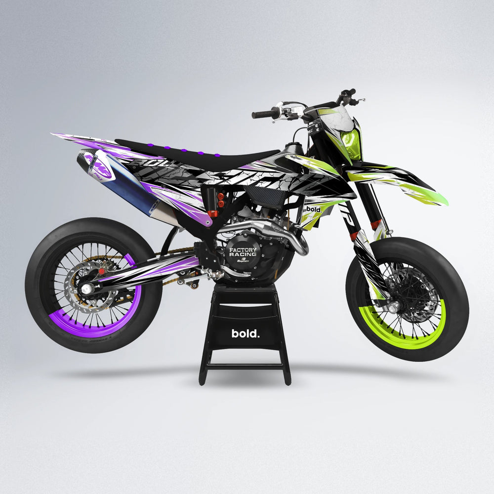 HYPER supermoto graphics kit in Purple & Fluo Yellow