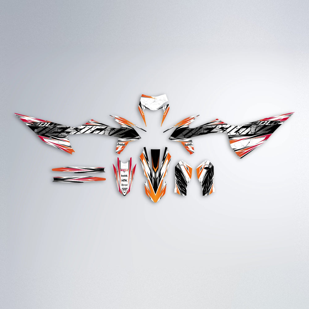 HYPER graphics kit parts layout in Red & Orange