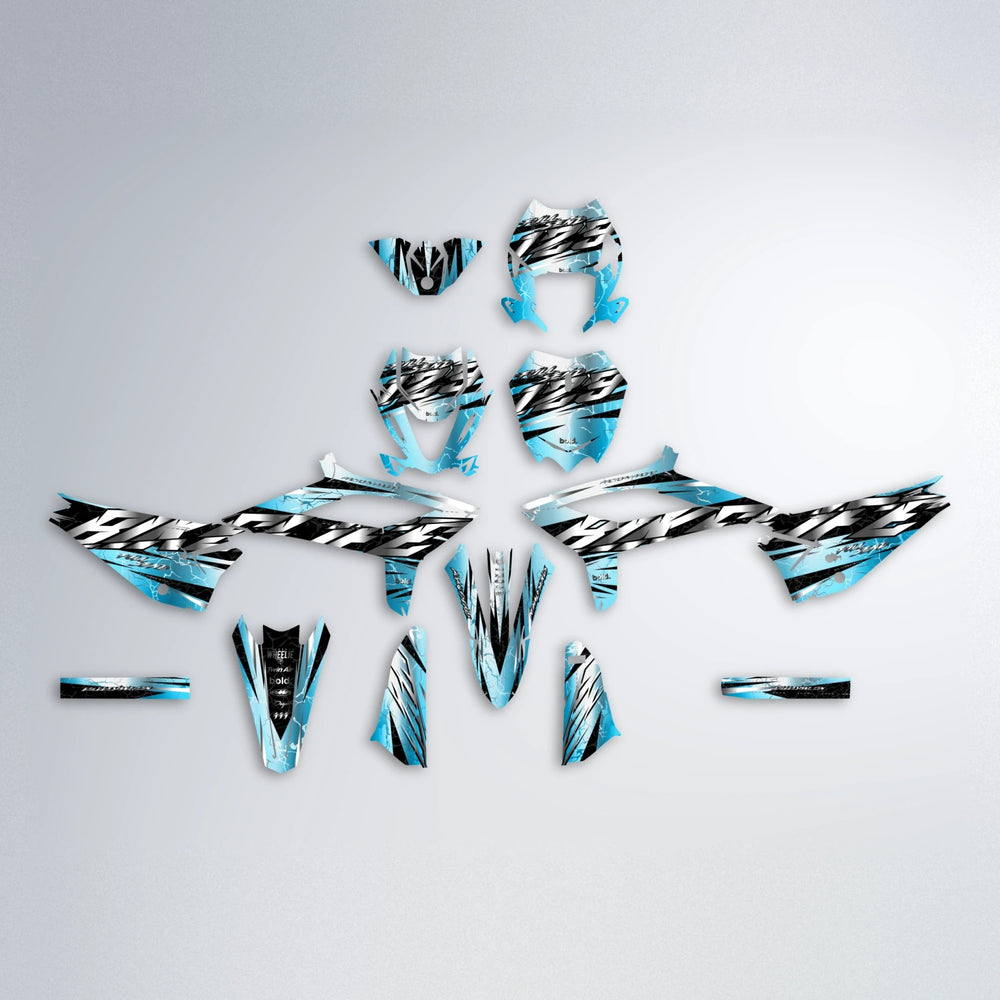 ILLUSION Beta graphics kit parts layout in Light Blue & White