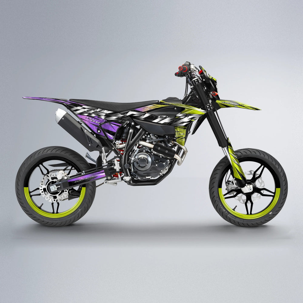 ILLUSION Beta supermoto graphics kit in Purple & Yellow