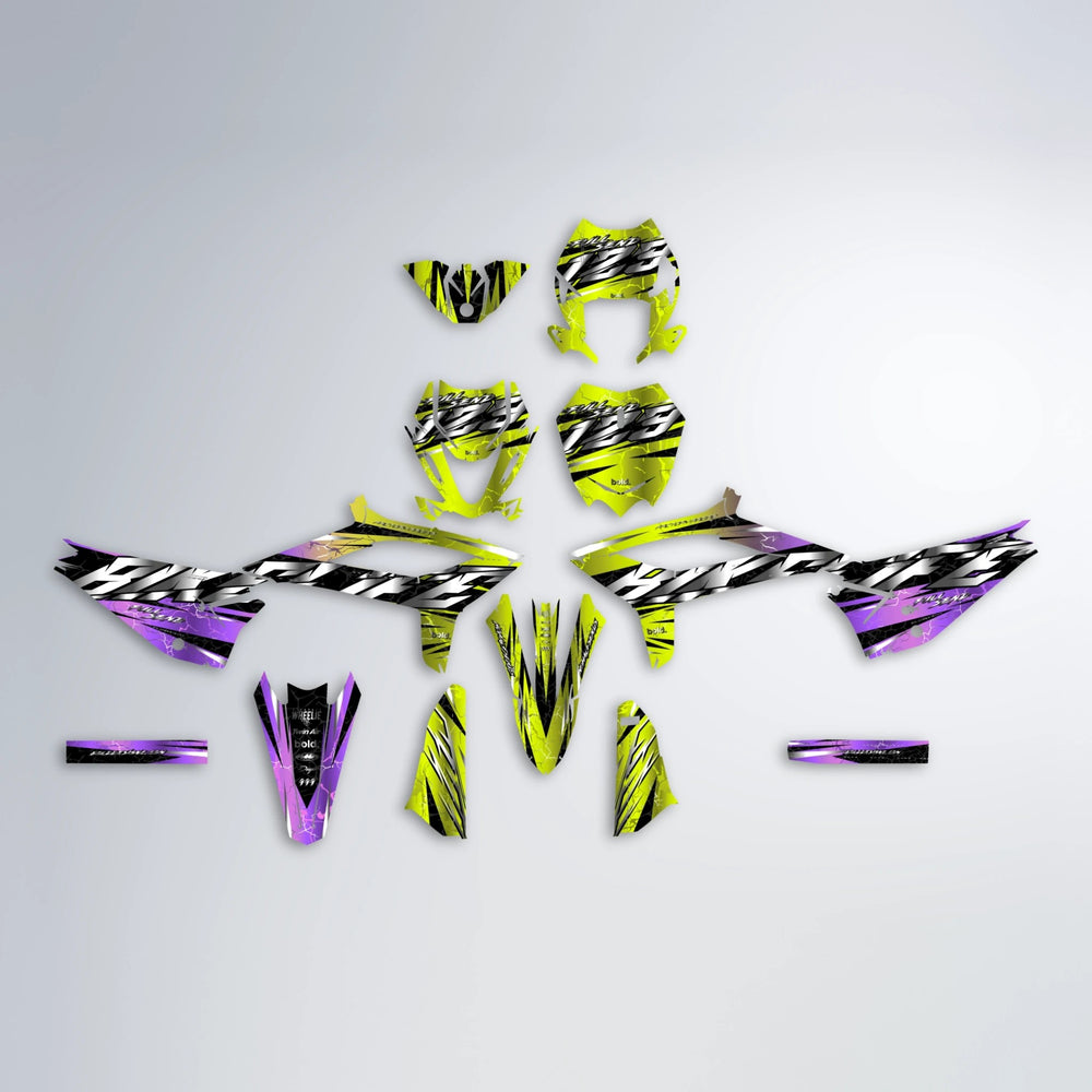 ILLUSION Beta graphics kit parts layout in Purple & Yellow