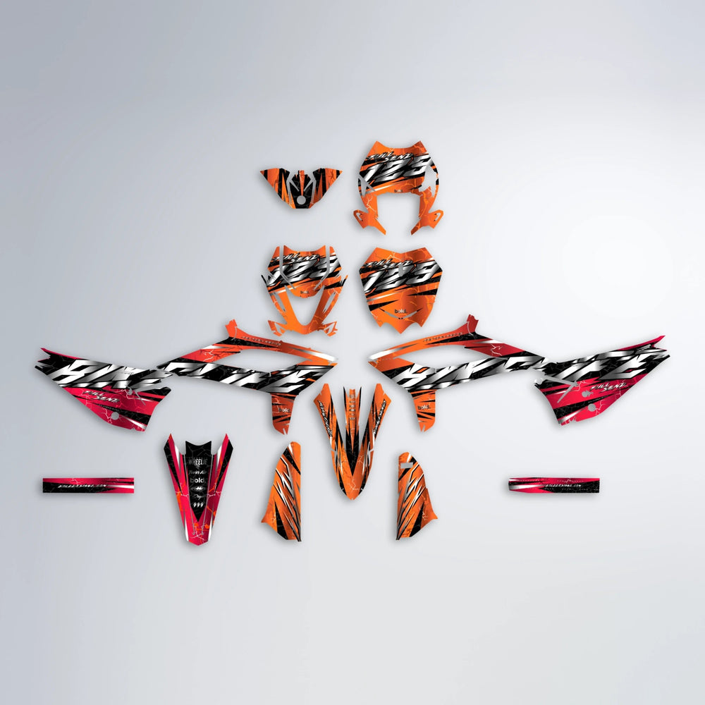 ILLUSION Beta graphics kit parts layout in Red & Orange