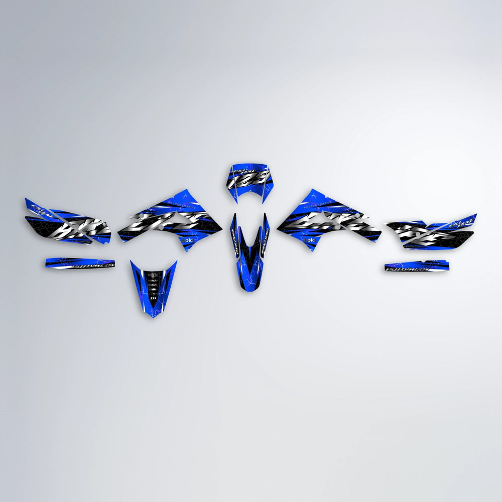 ILLUSION Derbi Senda graphics kit parts layout in Blue