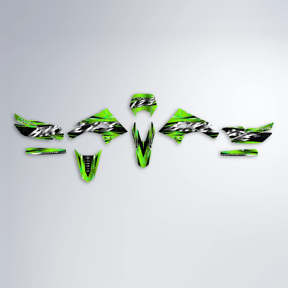 ILLUSION Derbi Senda graphics kit parts layout in Green