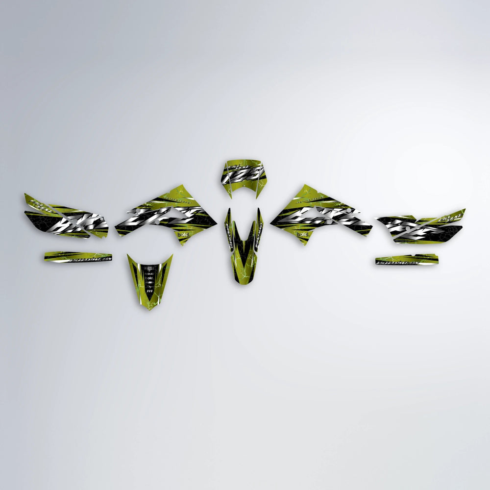 ILLUSION Derbi Senda graphics kit parts layout in Olive