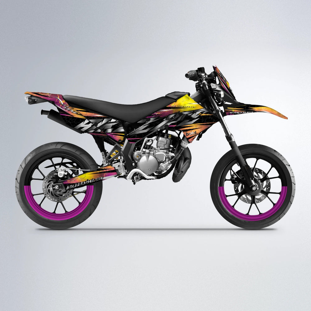 ILLUSION Derbi Senda supermoto graphics kit in Pink & Yellow