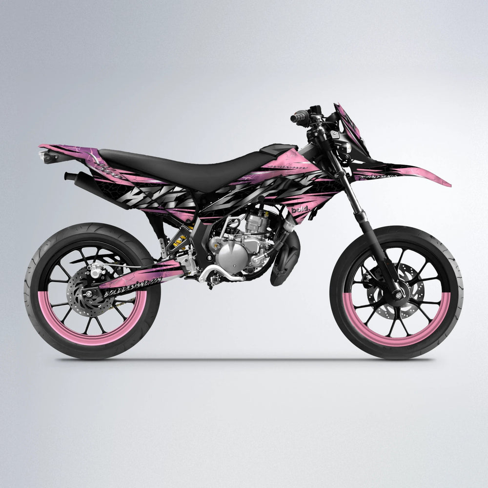 ILLUSION Derbi Senda supermoto graphics kit in Sakura Pink