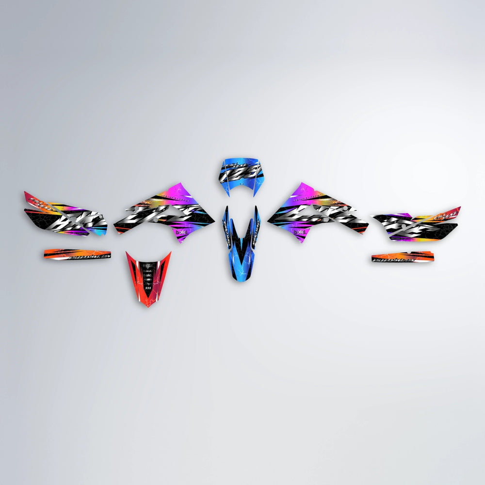 ILLUSION Derbi Senda graphics kit parts layout in Sunset Fade