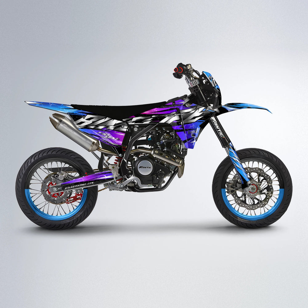 ILLUSION Fantic supermoto graphics kit in Blue Purple Fade