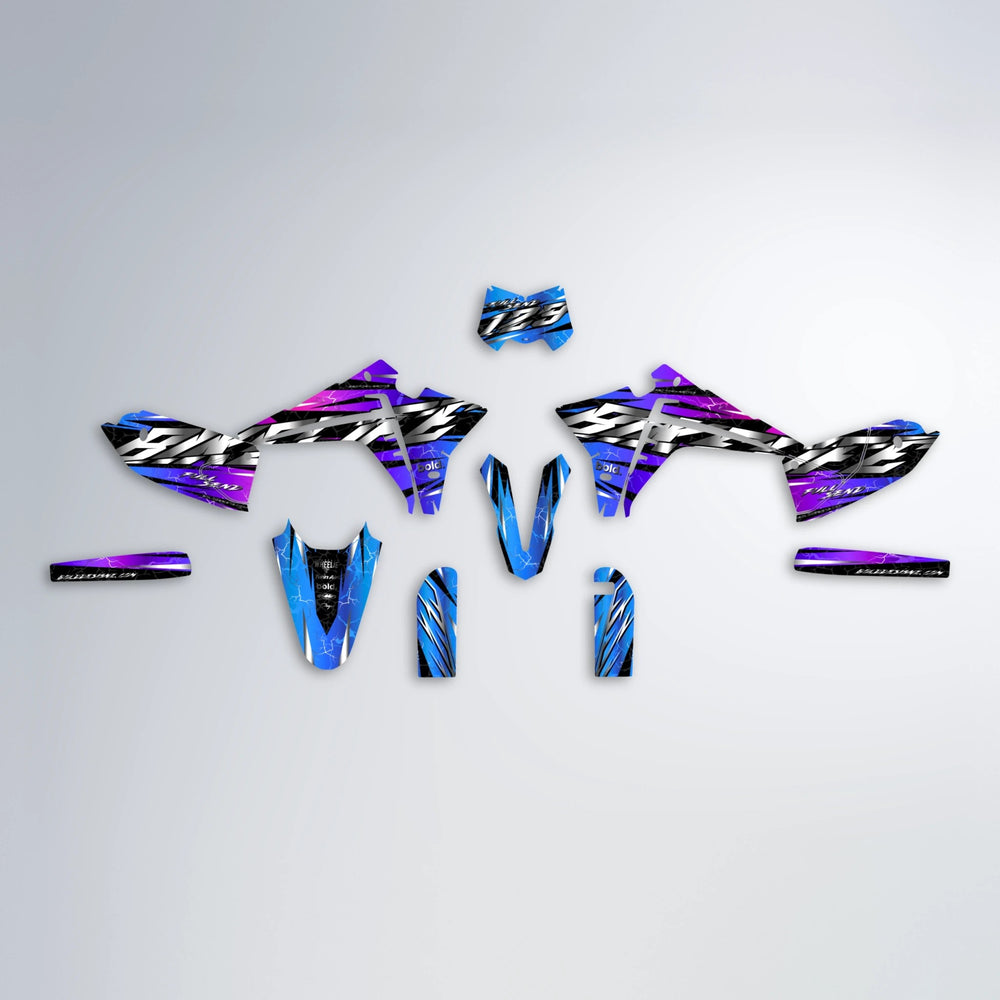ILLUSION Fantic graphics kit parts layout in Blue Purple Fade
