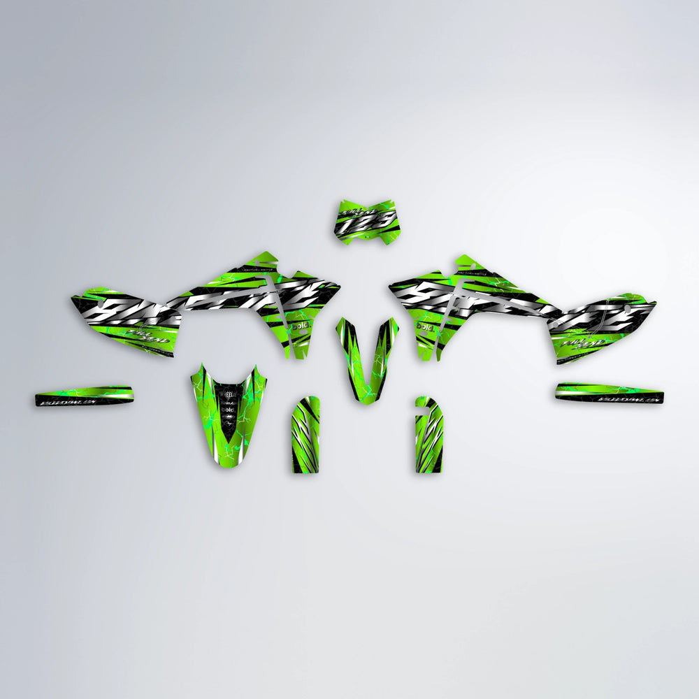 ILLUSION Fantic graphics kit parts layout in Green