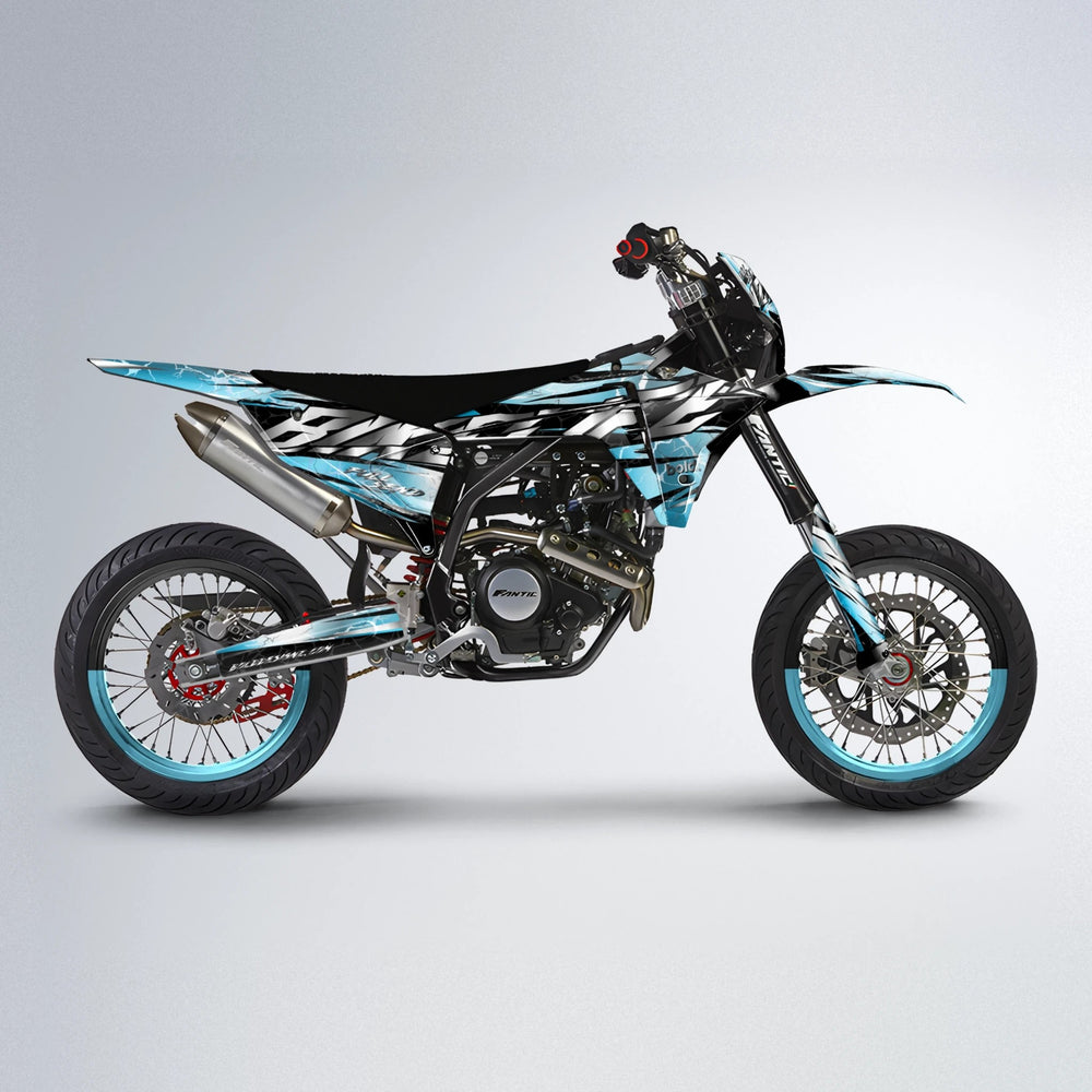 ILLUSION Fantic supermoto graphics kit in Light Blue & White