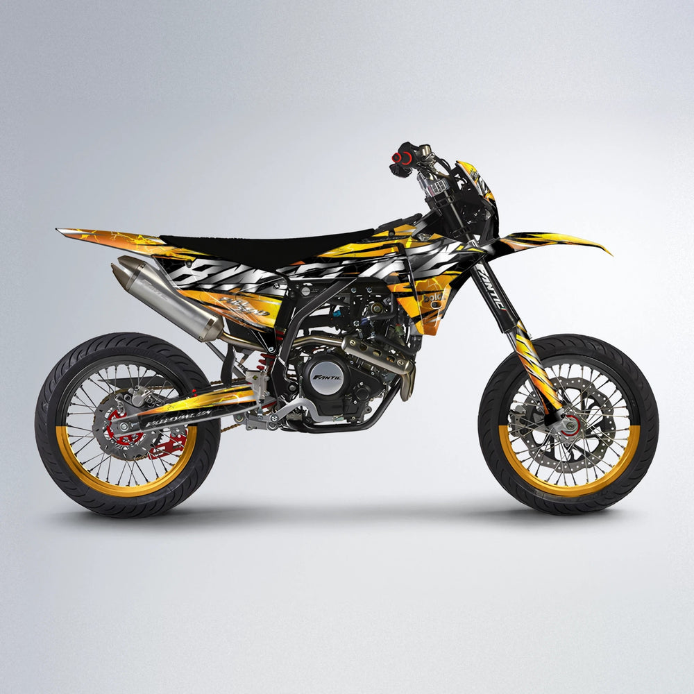 ILLUSION Fantic supermoto graphics kit in Orange & Yellow