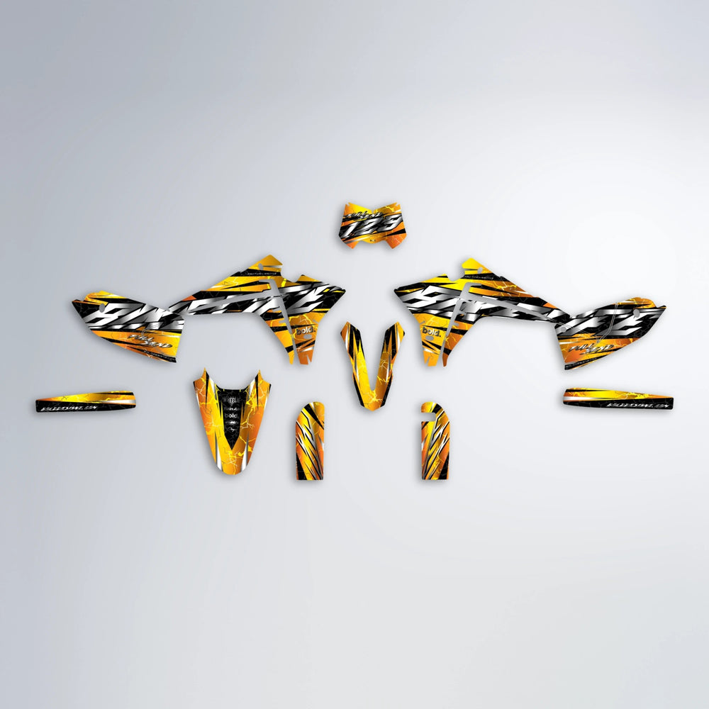 ILLUSION Fantic graphics kit parts layout in Orange & Yellow