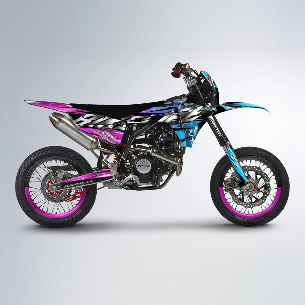 ILLUSION Fantic supermoto graphics kit in Pink & Light Blue