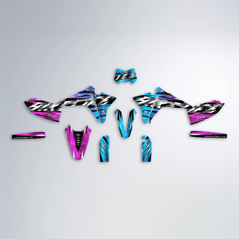 ILLUSION Fantic graphics kit parts layout in Pink & Light Blue