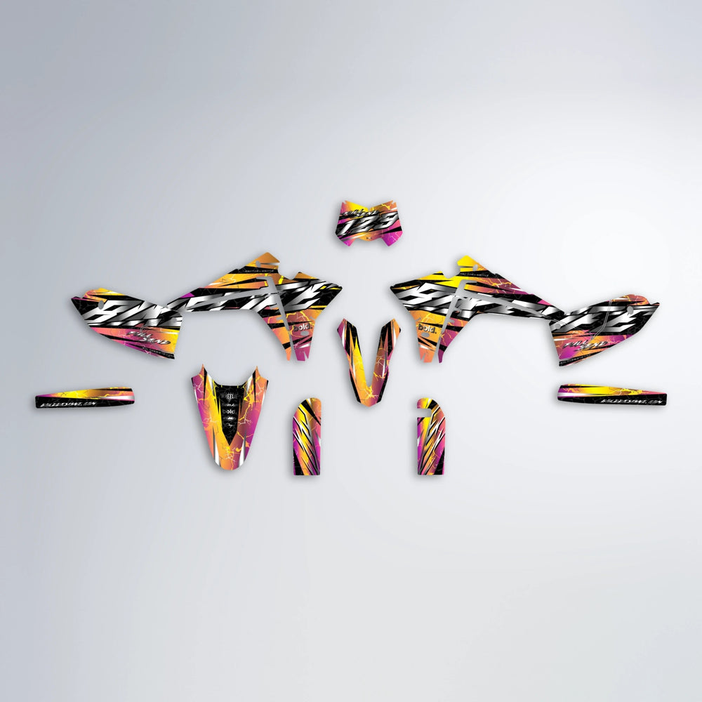 ILLUSION Fantic graphics kit parts layout in Pink & Yellow