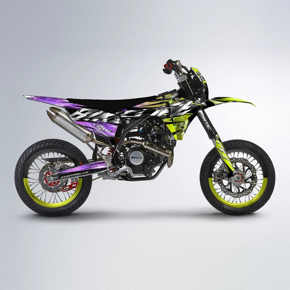 ILLUSION Fantic supermoto graphics kit in Purple & Yellow