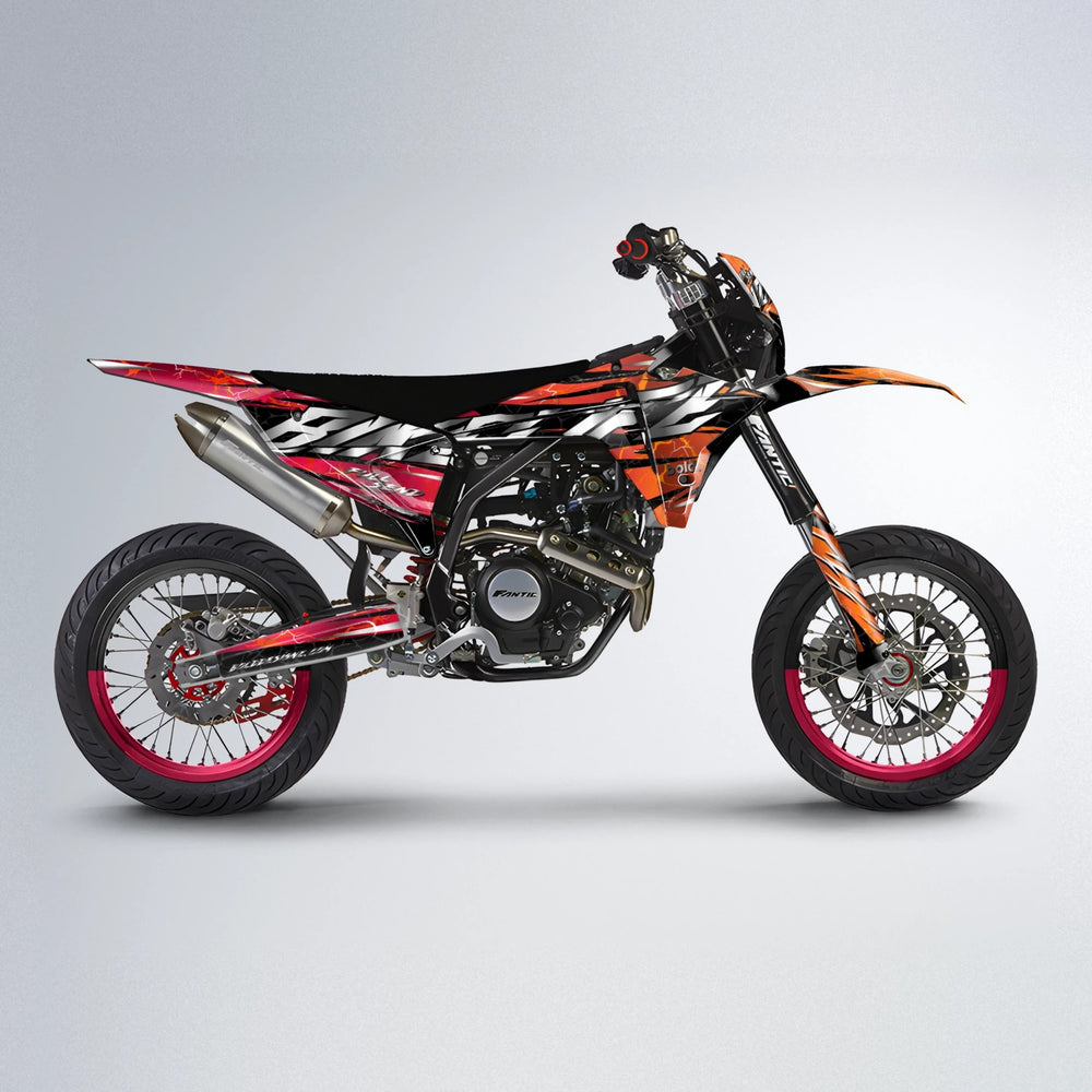 ILLUSION Fantic supermoto graphics kit in Red & Orange