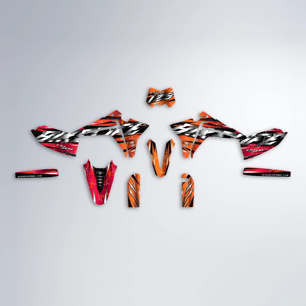 ILLUSION Fantic graphics kit parts layout in Red & Orange