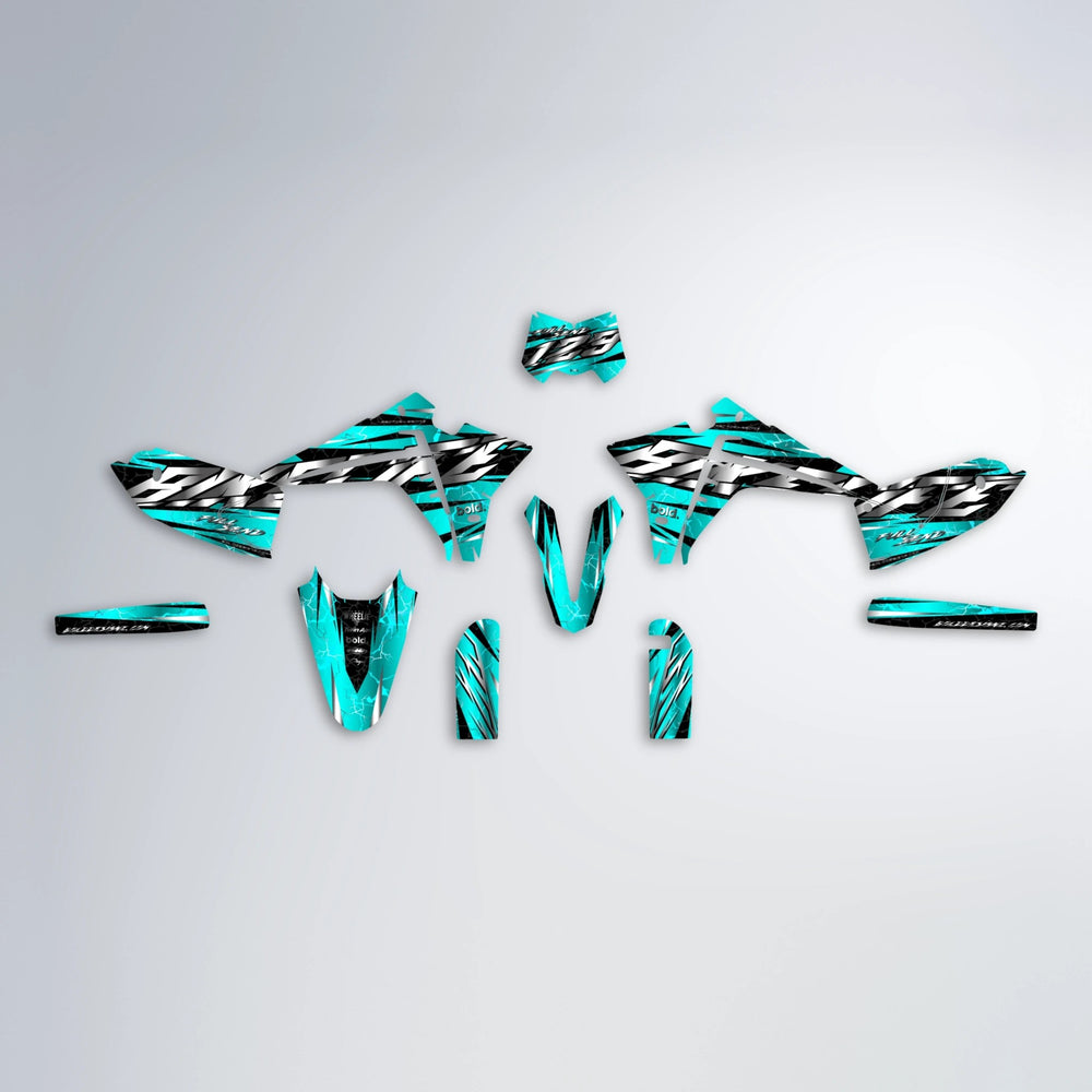 ILLUSION Fantic graphics kit parts layout in Teal
