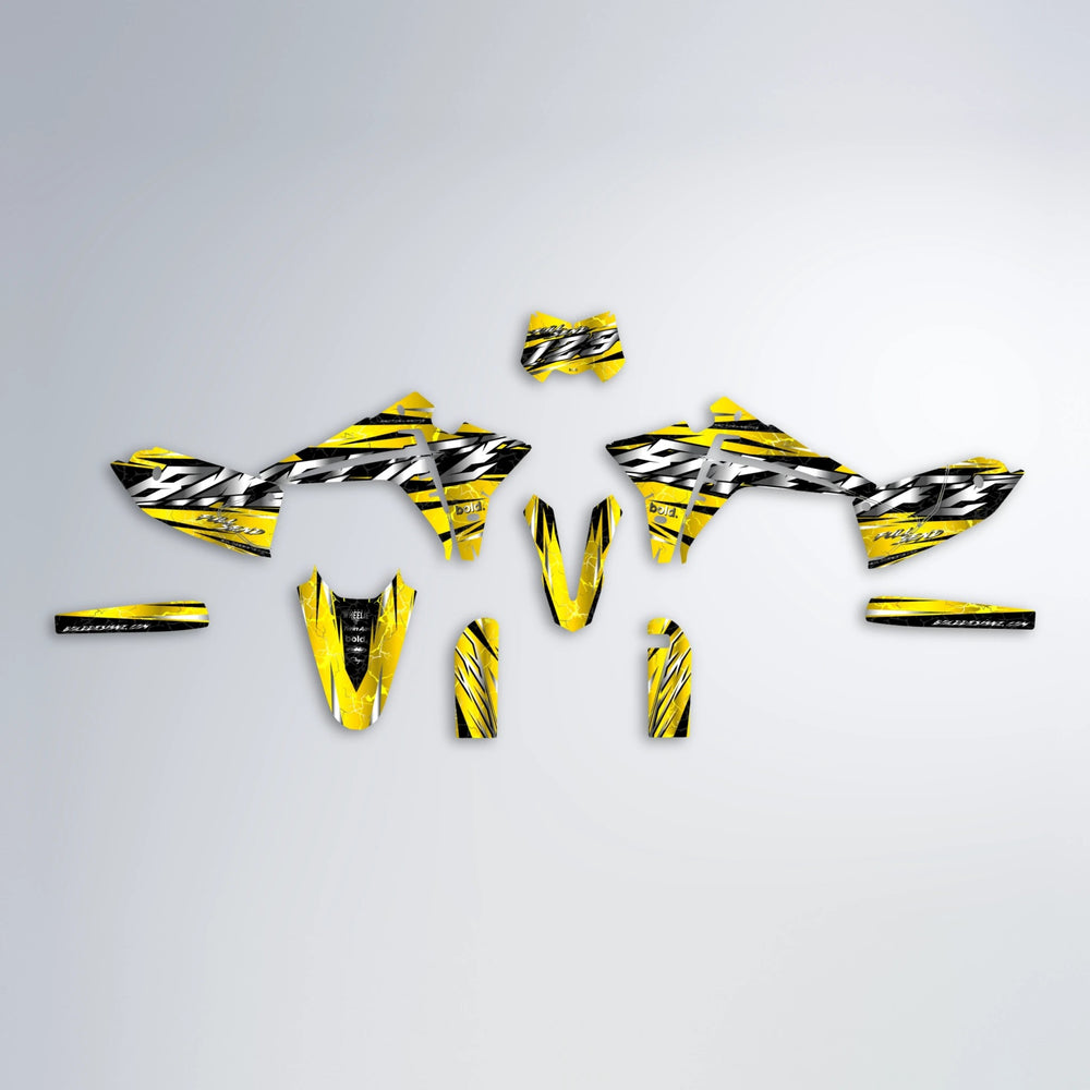 ILLUSION Fantic graphics kit parts layout in Yellow