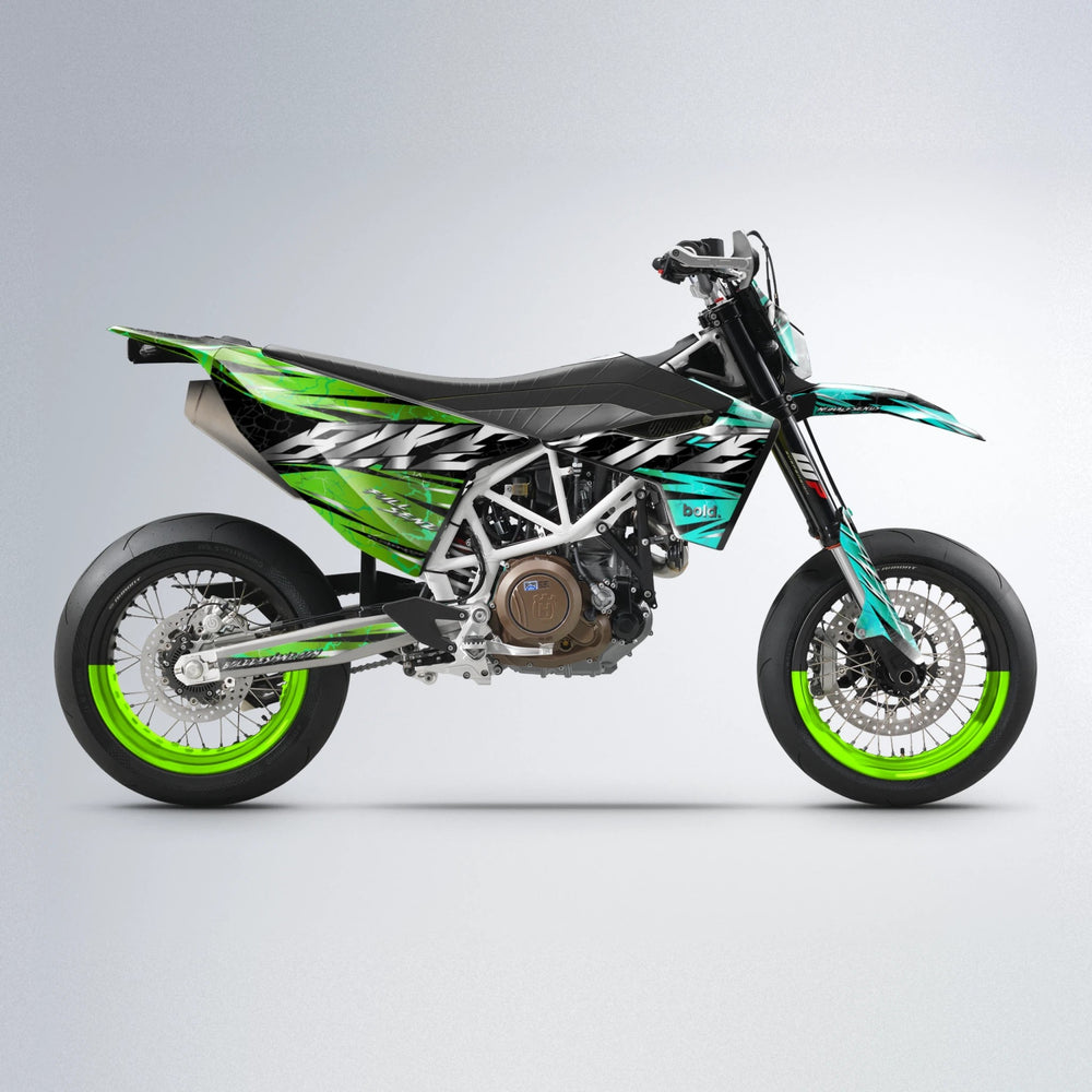 ILLUSION Husqvarna 701 supermoto graphics kit in Cyan & Green