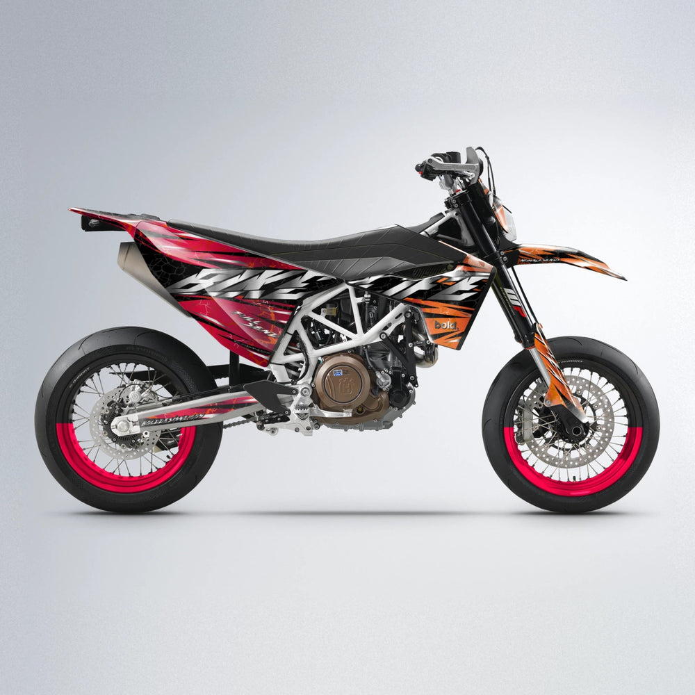 ILLUSION Husqvarna 701 supermoto graphics kit in Red & Orange
