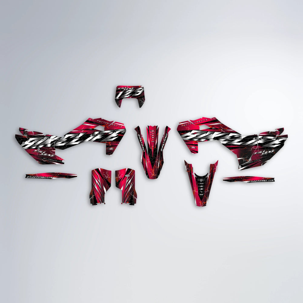 ILLUSION Husqvarna FE/TE graphics kit parts layout in Black & Red