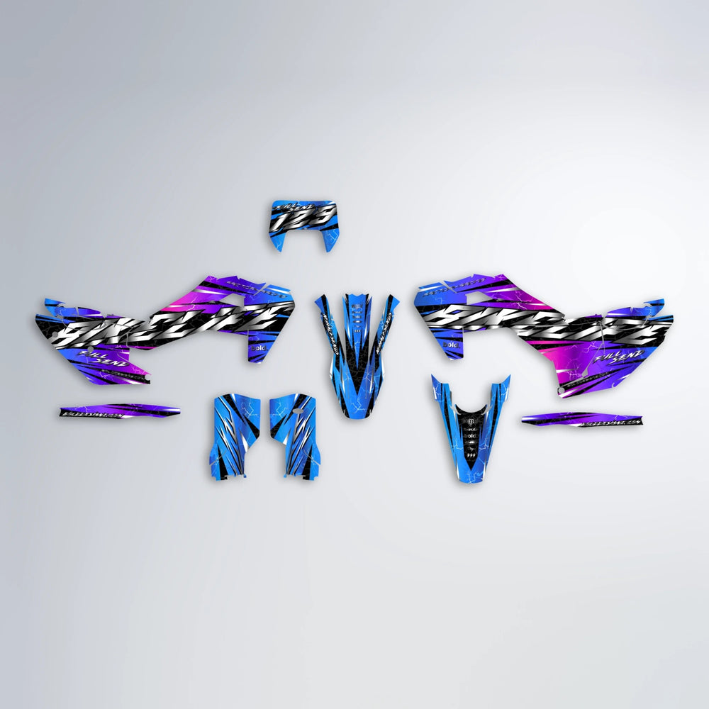 ILLUSION Husqvarna FE/TE graphics kit parts layout in Blue Purple Fade