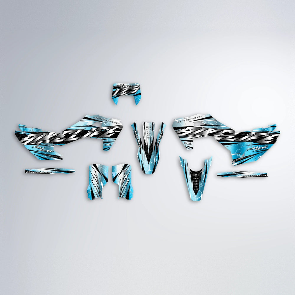 ILLUSION Husqvarna FE/TE graphics kit parts layout in Light Blue & White