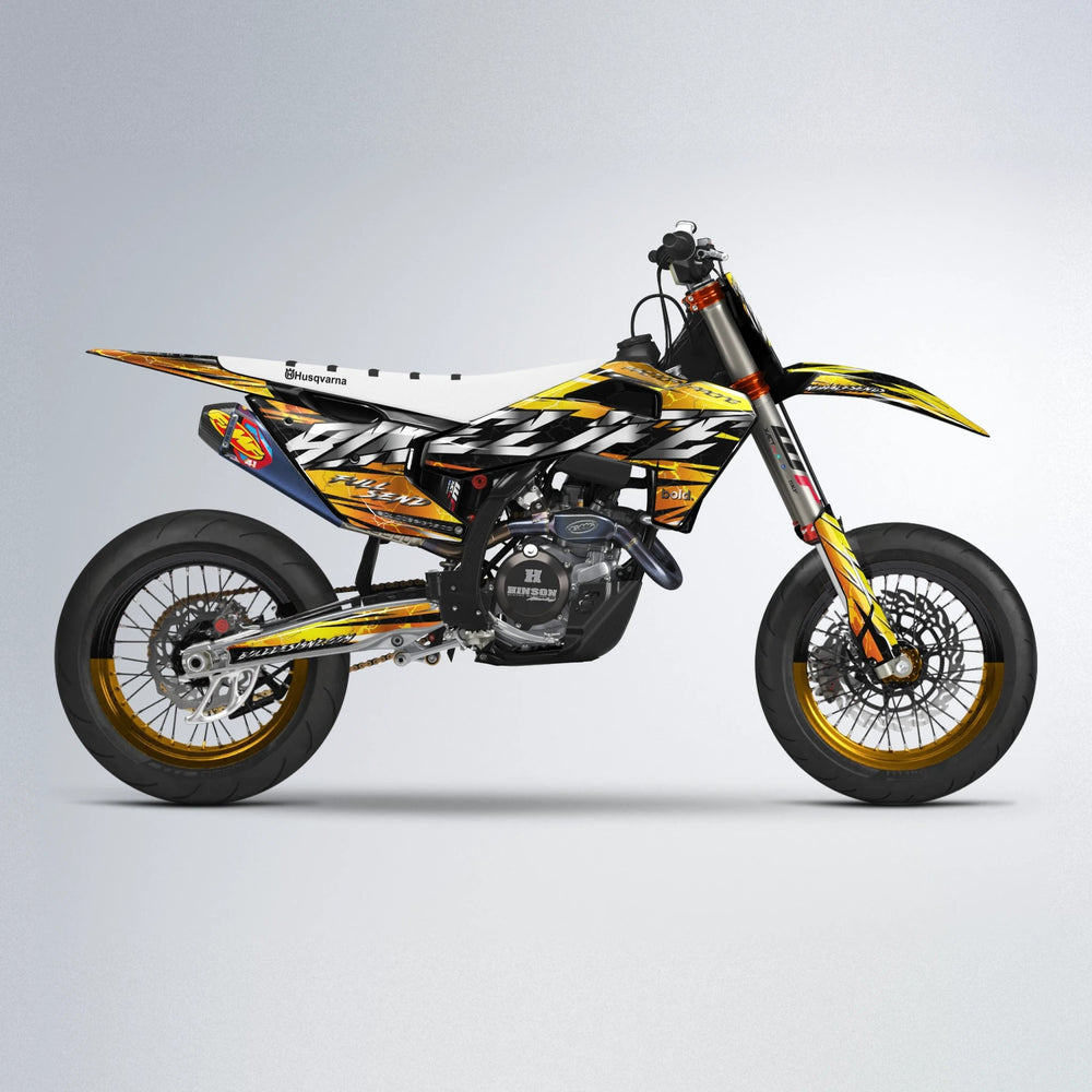 ILLUSION Husqvarna FE/TE supermoto graphics kit in Orange & Yellow