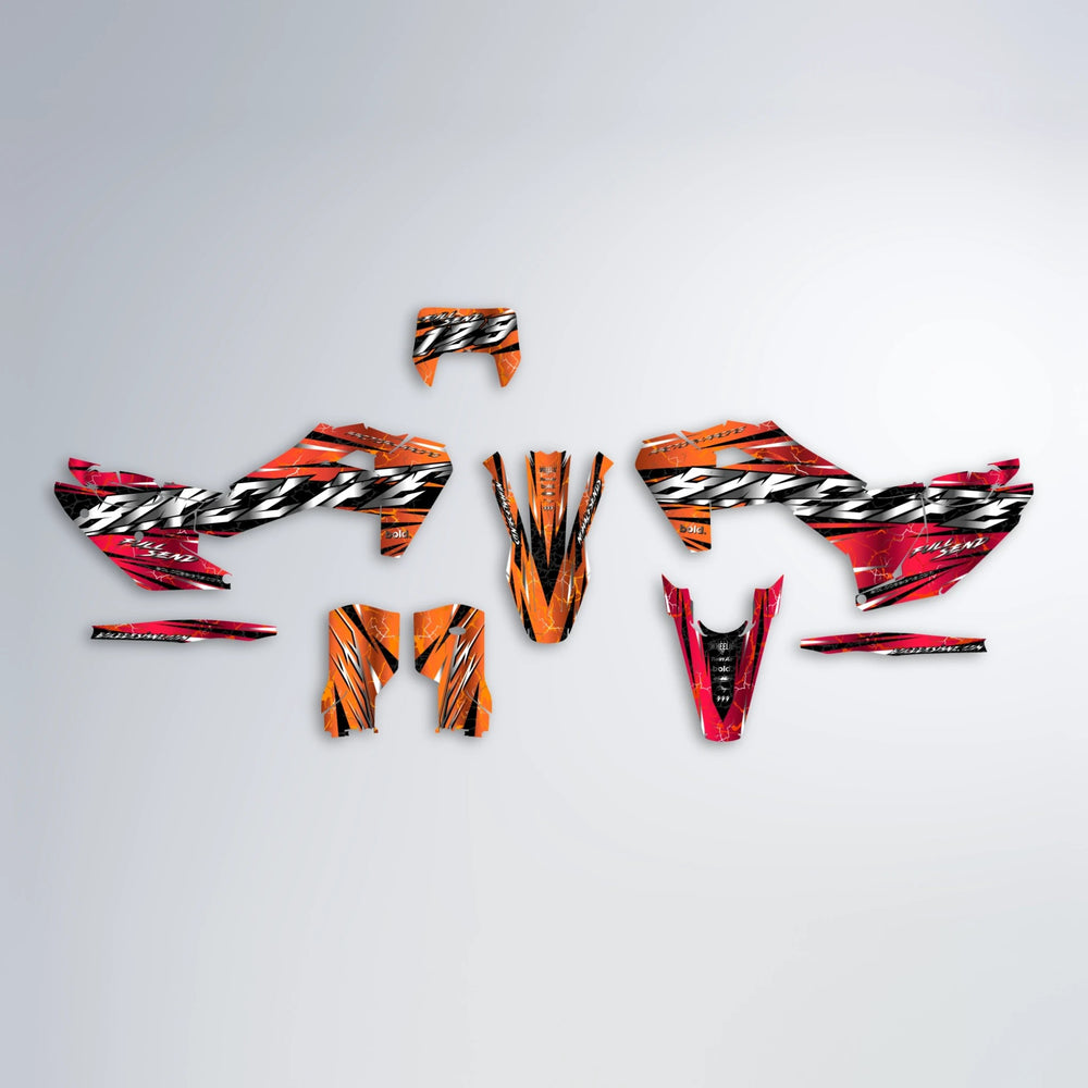 ILLUSION Husqvarna FE/TE graphics kit parts layout in Red & Orange