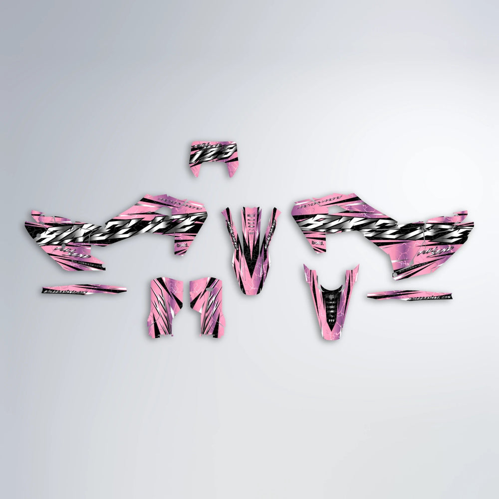 ILLUSION Husqvarna FE/TE graphics kit parts layout in Sakura Pink