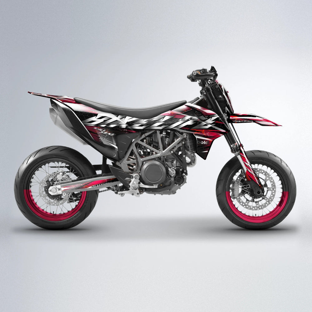 ILLUSION KTM SMC 690 supermoto graphics kit in Black & Red