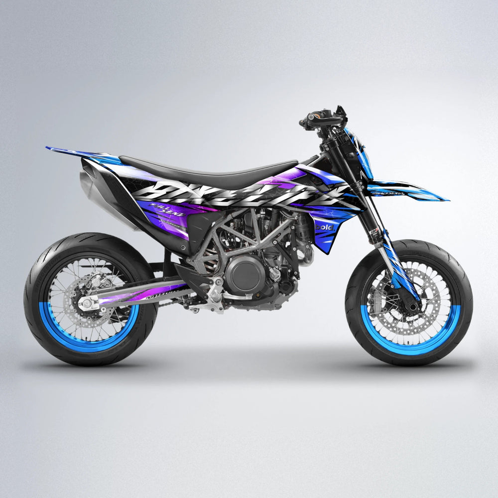 ILLUSION KTM SMC 690 supermoto graphics kit in Blue Purple Fade