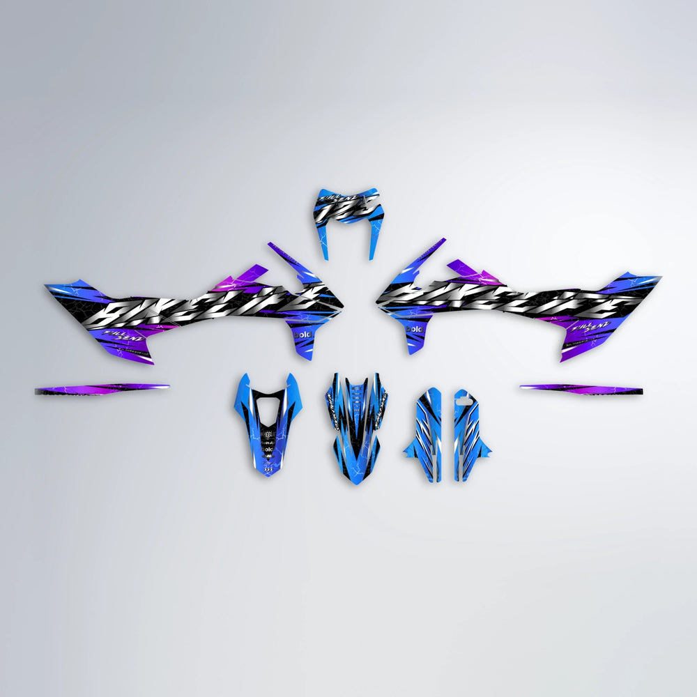 ILLUSION KTM SMC 690 graphics kit parts layout in Blue Purple Fade